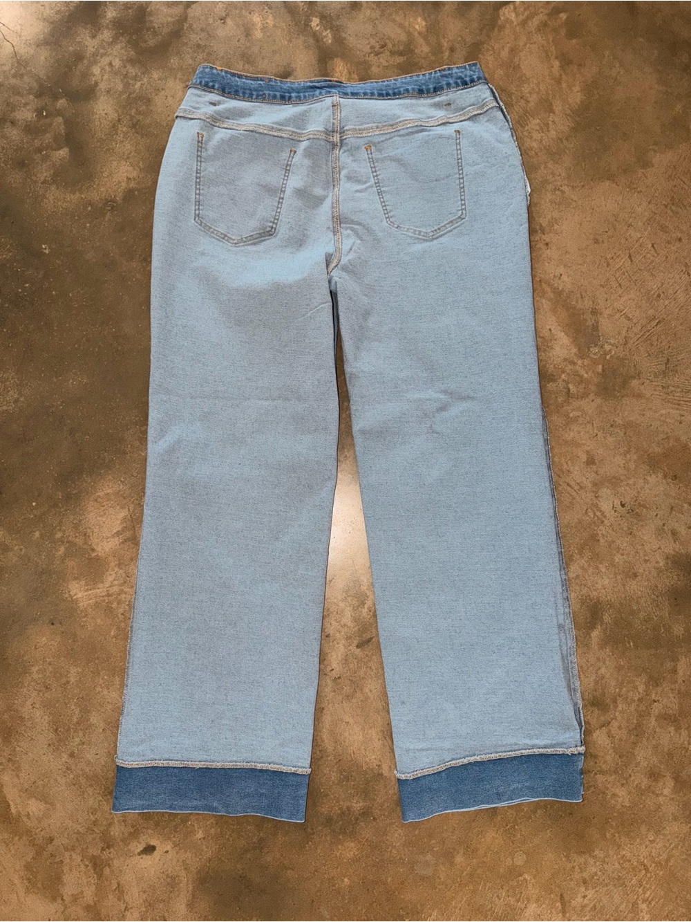 Sidefeel NWOT Size 16 Wide Leg Jeans Light Wash Cuffed Hem Drawstring - Picture 12 of 12